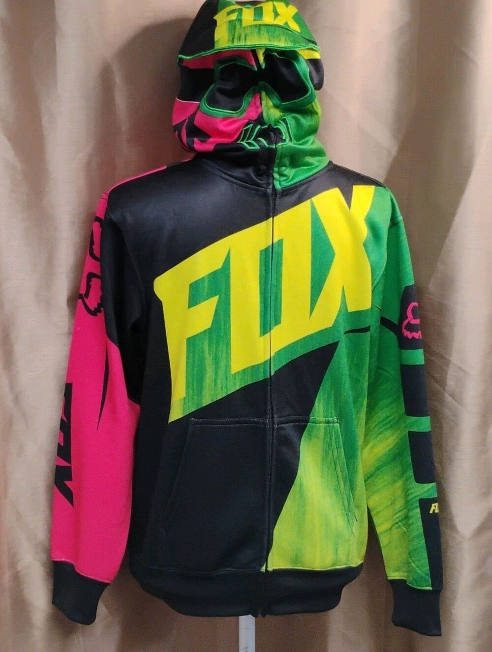 Fox Racing Forged AOP Graphic Print Full Zip Hoodie Black Multicolor Youth XL